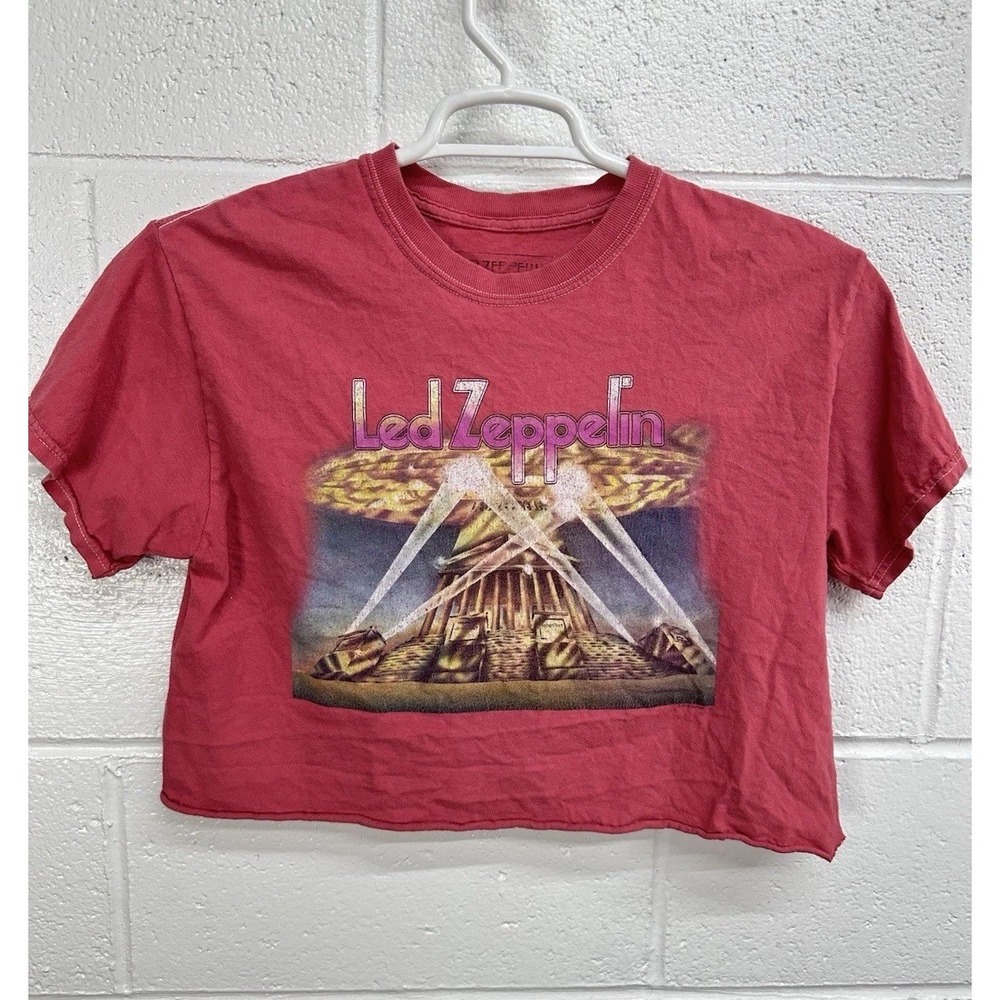 Life Clothing Led Zeppelin Vintage Concert Crop Red Top Tee Size L